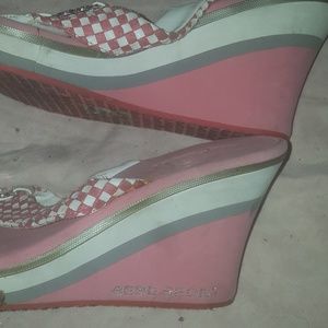 BeBe Sport Pink Wedge Thongs